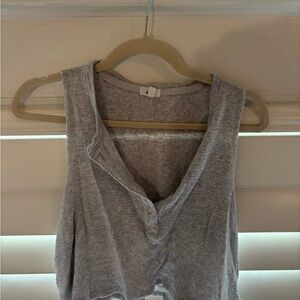 Aerie Gray Buttoned Crop Tank Top